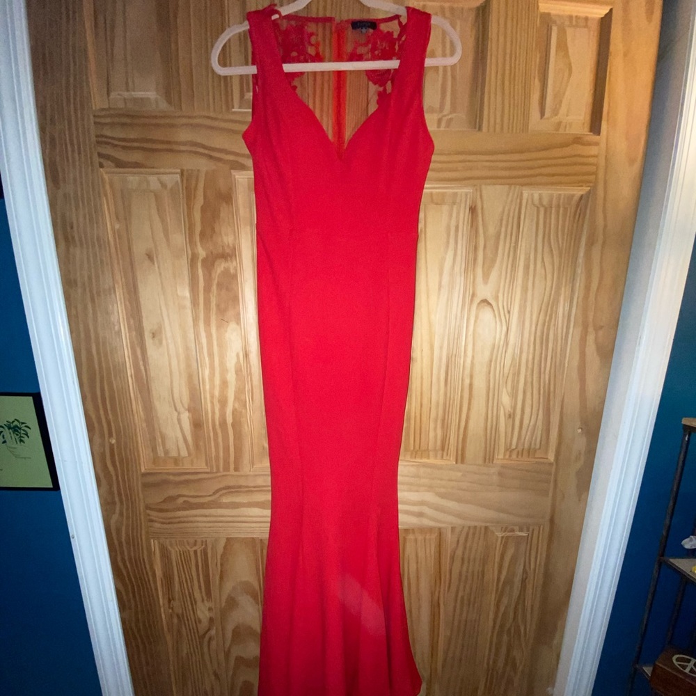 Red, Full Sheer Back Gown